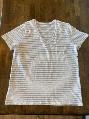 Universal Thread Short Sleeve Stripe T-Shirt for Women Brown/White Large NWOT!